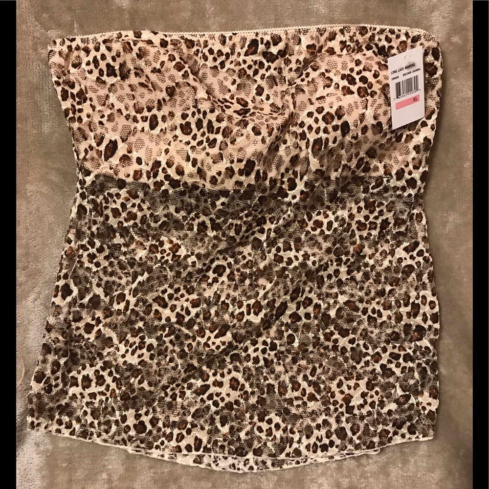 Long Lace Bandeau Brown Animal Print NWT